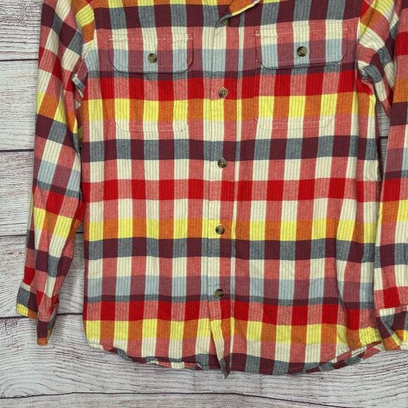 Tea Collection Long Sleeve Button Down Multi Colored Flannel Shirt Size 12 - Picture 5 of 10